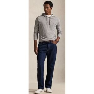 Polo Ralph Lauren Men's Jersey Hooded T-Shirt Gray Long Sleeve Hoodie Top New XL